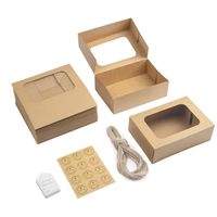 Boîtes à biscuits auto-élevantes en papier kraft biodégradable écologique avec fenêtre transparente, emballage pliable de qualité alimentaire pour pâtisseries