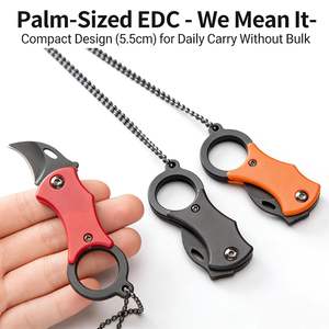 Ensemble de couteaux portables miniatures multicolores en acier inoxydable et aluminium, outil <span class=keywords><strong>EDC</strong></span> multifonctionnel de type collier pour couper les cordes et ouvrir les emballages - Product Image 4