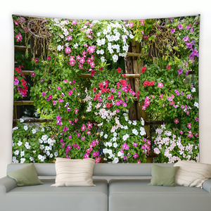 Tapisserie de fleurs clôture de <span class=keywords><strong>printemps</strong></span> <span class=keywords><strong>paysage</strong></span> fond tissu mural suspendu affiche de jardin pour l'extérieur maison salon décor esthétique - Product Image 6