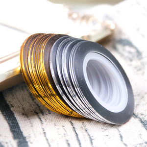 Decoraciones de Uñas Doradas y Plateadas al por Mayor, Cinta Adhesiva Dorada de 1 mm, Pegatinas para Uñas - Product Image 3