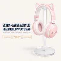 Support pour casque audio en acrylique extra large en forme de U, présentoir transparent solide pour casques supra-auriculaires de grande taille