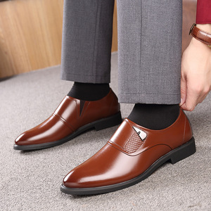 Mocasines de Cuero para Hombre, Punta Puntiaguda, Forro de Felpa, Transpirables, para Oficina, Carrera, Otoño, Zapatos de Vestir - Product Image 3