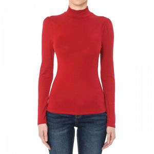 Camiseta <span class=keywords><strong>de</strong></span> <span class=keywords><strong>Cuello</strong></span> Alto Personalizada <span class=keywords><strong>de</strong></span> Alta Calidad 100% Algodón para Mujer, <span class=keywords><strong>Manga</strong></span> <span class=keywords><strong>Larga</strong></span> - Product Image 4