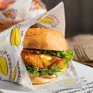 Custom Printed Logo Food Grade Hamburger <b>Wrapping</b> <b>Paper</b> High Quality PE Coated Greaseproof <b>Paper</b> <b>Burger</b> <b>Paper</b> Sheets - Product Image 1