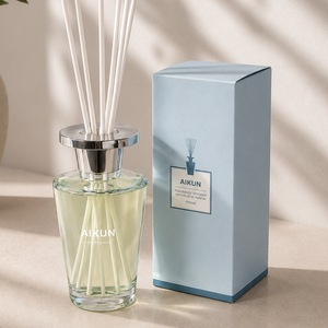 Aikun Light Blue Gift Box Clear Glass Aromatherapy <b>Reed</b> <b>Diffuser</b> Set for Bedroom Bathroom Hotel Room Custom Home Fragrance - Product Image 1
