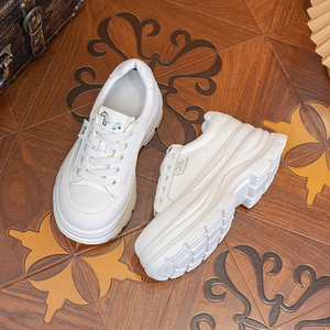Zapatillas Deportivas de Cuero Blanco Cómodas para Mujer, Primavera-Otoño 2026, Ligeras, Antideslizantes, con Plataforma de 8.5CM y Tacón Elevado - Product Image 5