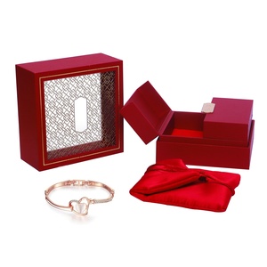 Elegant Vintage Luxury Jewelry <b>Gift</b> <b>Box</b> with Silk Cloth Bag Double Open <b>Box</b> for Necklace & Bangle Packaging for Jewelry Items - Product Image 1