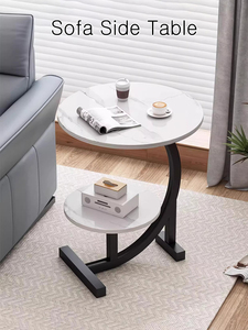 Table d'appoint nordique de luxe léger pour salon, petite table basse d'angle, table de chevet ronde simple et moderne - Product Image 3