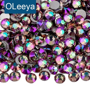 Strass en gros Oleeya, 12 tailles identiques, SS6-SS30, en verre rose brillant, à dos plat, non thermocollants, pour accessoires DIY et gobelets - Product Image 1