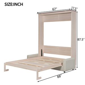 [Stock US] <span class=keywords><strong>Lit</strong></span> Murphy Queen avec canapé, <span class=keywords><strong>lit</strong></span> <span class=keywords><strong>mural</strong></span> gain de place, canapé convertible avec <span class=keywords><strong>2</strong></span> <span class=keywords><strong>places</strong></span>, stock US prêt à être expédié - Product Image 6