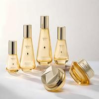 Ensemble de soins de la peau YIHUI Glass Luxury Matte, emballage cosmétique, flacon carré plat, pot, tonique, lotion, essence, sérum, crème, bouchon à vis doré