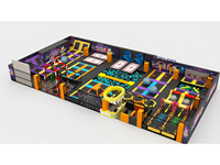 Équipement de parc de trampolines intérieur néon OEM ODM avec cage Ninja, fosse à mousse, zone de basketball et parcours d'obstacles pour FEC et centres commerciaux