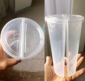 Tùy Chỉnh Hoặc Tiêu Chuẩn <span class=keywords><strong>PP</strong></span> Rõ Ràng Nhựa Hai-Ngăn Đôi Đôi <span class=keywords><strong>Cup</strong></span> Cặp Song Sinh Chia <span class=keywords><strong>Cup</strong></span> Cho Boba Trà Uống Tái Sử Dụng Với Nắp Đậy - Product Image 4