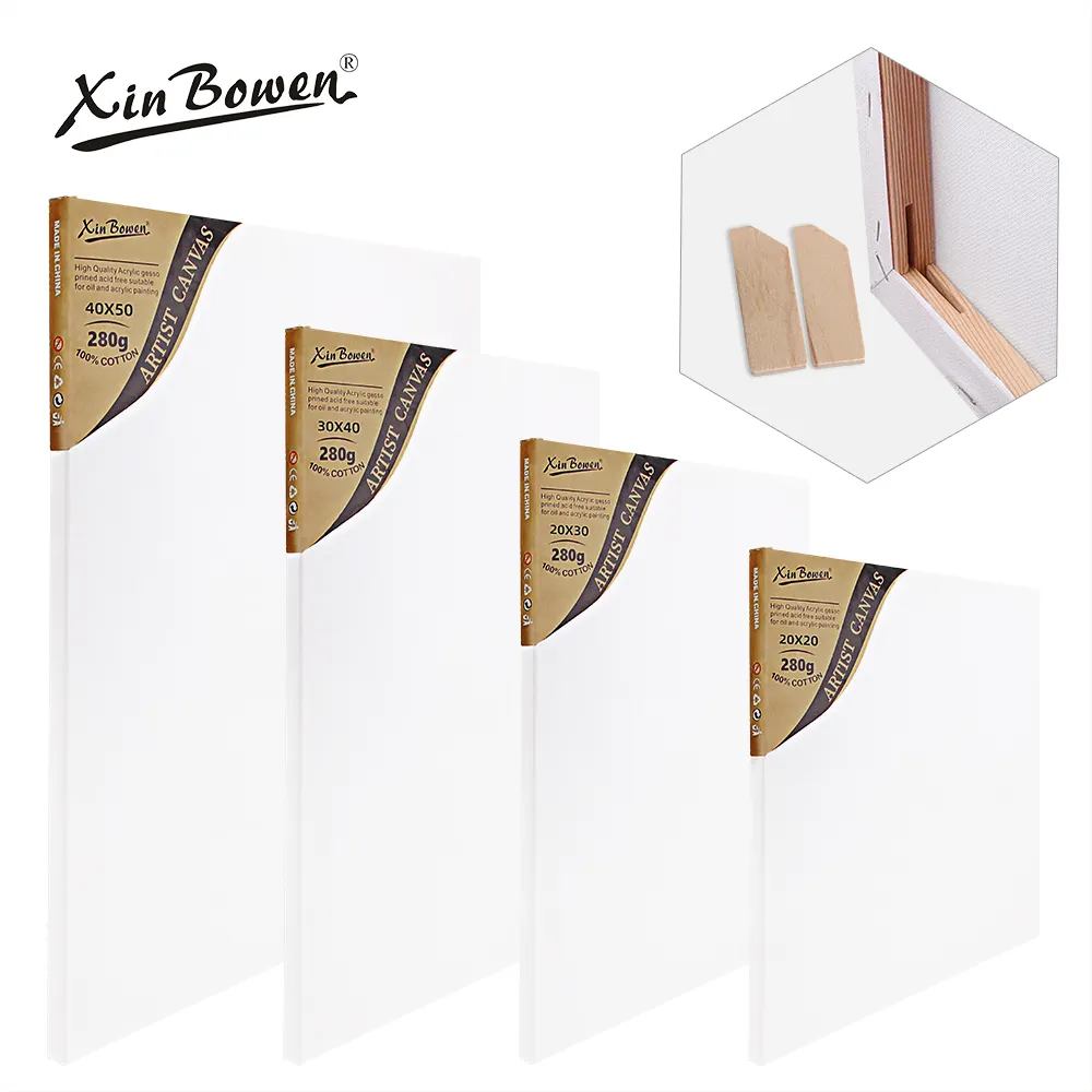 Xinbowen-لوحة قماشية من الأكريليك فارغة بحجم 15 × 15 سم 100% 280 جرام من القطن الخالص للرسم