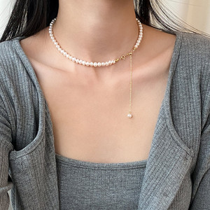 Collier en argent pur S925 serti de diamants avec perle synthétique cerise, style Ins, doux et rafraîchissant, accessoire D9999 - Product Image 2
