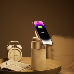 Gadgets de bureau pour un style de vie intelligent, haut-parleur Bluetooth avec chargeur sans fil magnétique pour téléphone portable/écouteurs, lumière nocturne tamisable confortable - Product Image 3