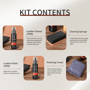 Kit Nettoyant et Soin pour <span class=keywords><strong>Cuir</strong></span>, Nettoyant Chaussures et Plus pour Vêtements, Meubles, Intérieurs de Voiture, Bottes, Sacs - Product Image 2