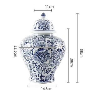 Tarro de jengibre de cerámica de estilo italiano con patrón de flores modernas, tarro de almacenamiento de joyería de superficie lisa - Product Image 5