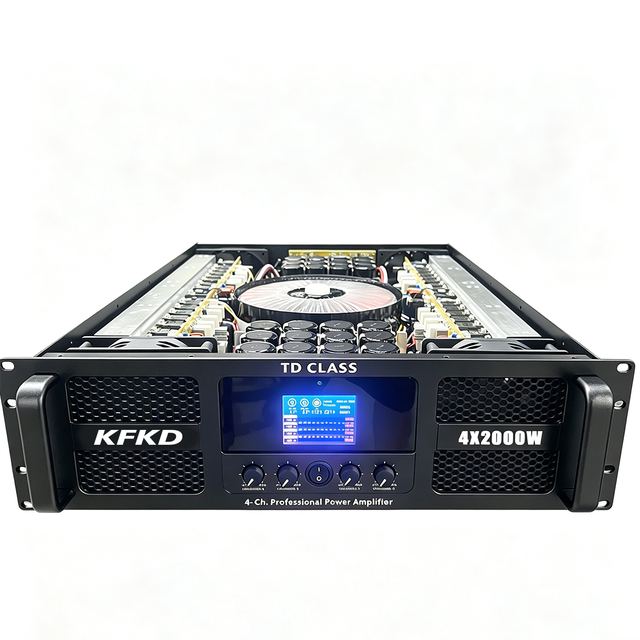 KFKD 4-Channel 3UClass TD 2000W Professional Power Amplifier with Screen Functionality, Suitable for Outdoor Parties