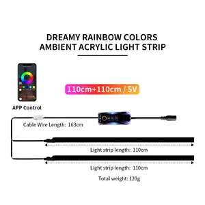 Universal 18 In 1 Symphony Led Atmosphere Lights Car Rgb Acrylic Strips Interior Ambient Lighting Car Interior Atmosphere Light