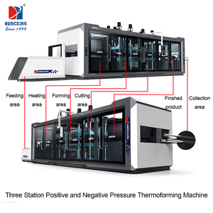 Automatische Drei-Stationen-Doppeldruck-Vakuumformmaschine für PET/PP zur Herstellung von Fast-Food-, Obst-, Gemüse- und Brotbehältern - Product Image 6