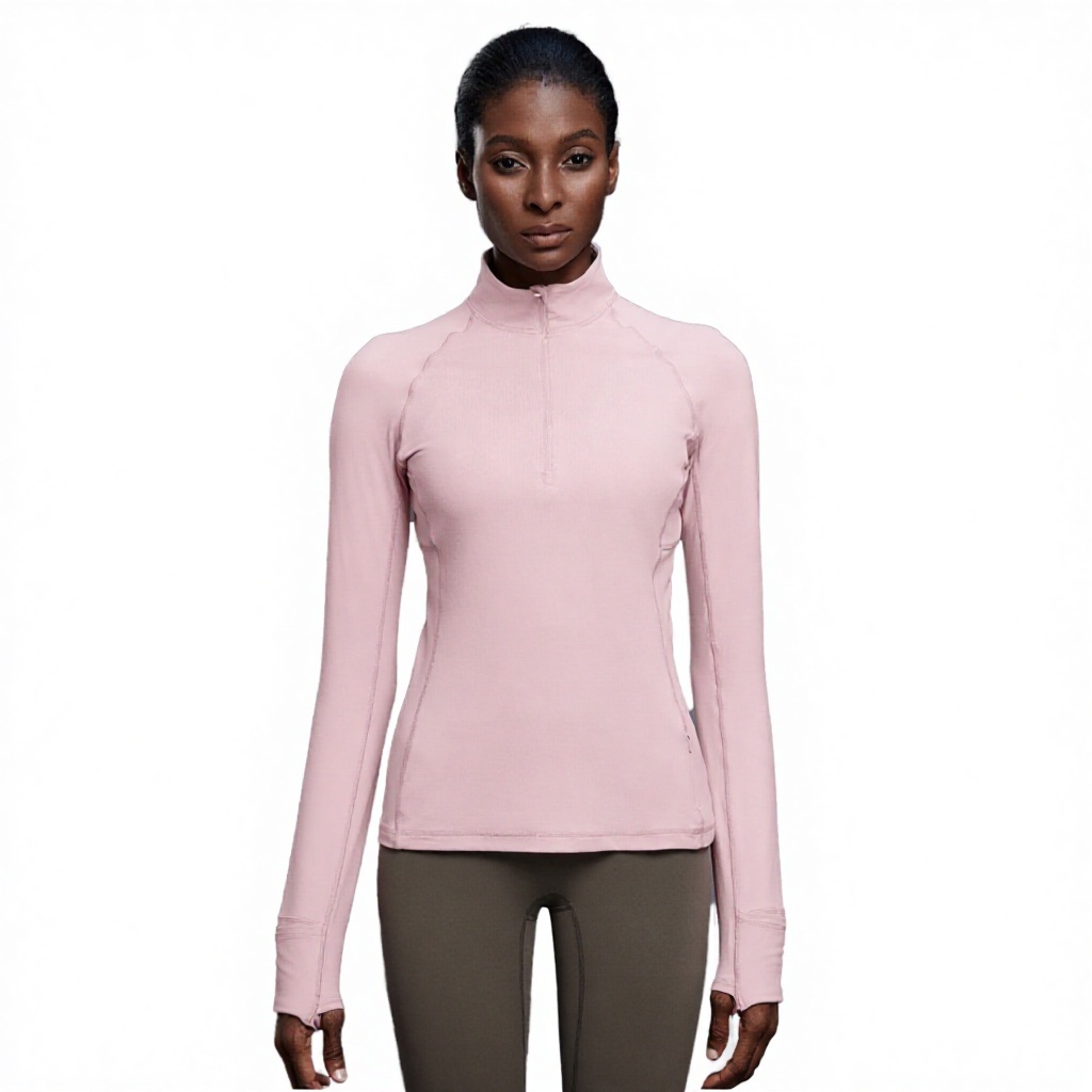 Long Sleeve with Thumbholes Workout Tops Quick Dry Quarter Zip Pullover Crop Yoga Athletic Slim Fit Shirts