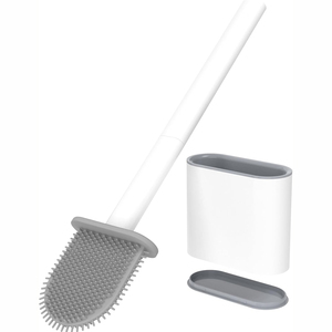 Household <b>Mini</b> Eco-Friendly Silicone Toilet Brush Cleaner Super Cleaning Ability Wall-Mounted Holder Set 10 <b>Pcs</b> Nylon Bristles - Product Image 1