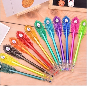 Peacock Feather Gel <b>Pen</b> <b>Multi</b> <b>Colored</b> Diamond Tip Creative Stationery For Students And Gift Writing - Product Image 1