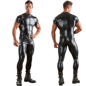 Sexy <strong>Mens</strong> PU Leather <strong>Catsuit</strong> <strong>Men's</strong> Tight Skin Full Bodysuit Jumpsuit Front Zipper Open Crotch <strong>Latex</strong> Zentai Suit Fetish Bodysuit - Product Image 1