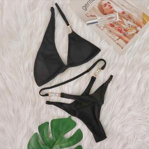 YWBZ-0120 Bikini deux pièces sexy pour femmes, avec logo personnalisé, à une épaule, <span class=keywords><strong>rose</strong></span> bonbon, orné <span class=keywords><strong>de</strong></span> diamants, vêtements <span class=keywords><strong>de</strong></span> plage - Product Image 5