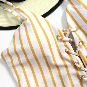 Bikini de una pieza con aros y logo frontal para mujer, tallas grandes, liso/estampado/tie-dye, venta al por mayor, OEM personalizado - Product Image 2