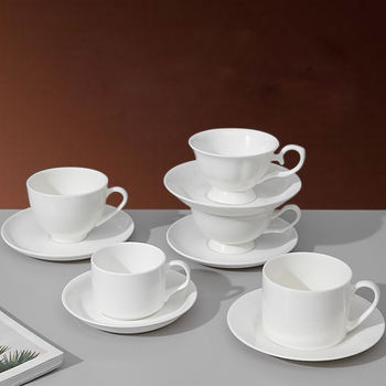 Custom Australian Coffee Cup With Saucer Bone China White Cups for Green Tea Food Grade Teacup