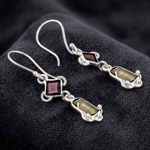 Garnet & Citrine 925 Sterling <b>Silver</b> <b>Huggie</b> Earrings Trendy Elegant High Quality Party Wedding Engagement Gift for Women - Product Image 3