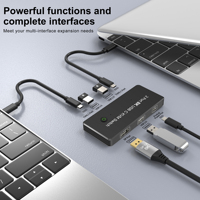 Commutateur KVM avec 8K 60Hz/4K 120Hz USB C 1.4 USB 2.0 Type C 2 entrées et 4 sorties vidéo/audio pour ordinateur portable, téléphone portable