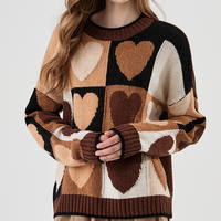 Haut de pull en laine pour femmes, respirant, décontracté, motif cœur, hiver personnalisé