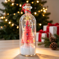 Bouteille en verre miniature avec message vocal enregistrable pour Noël, décoration de Noël, cadeau