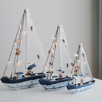 Accessoires de maison méditerranéens Bateaux à voile en coquillages bleus et blancs Artisanat de style ancien