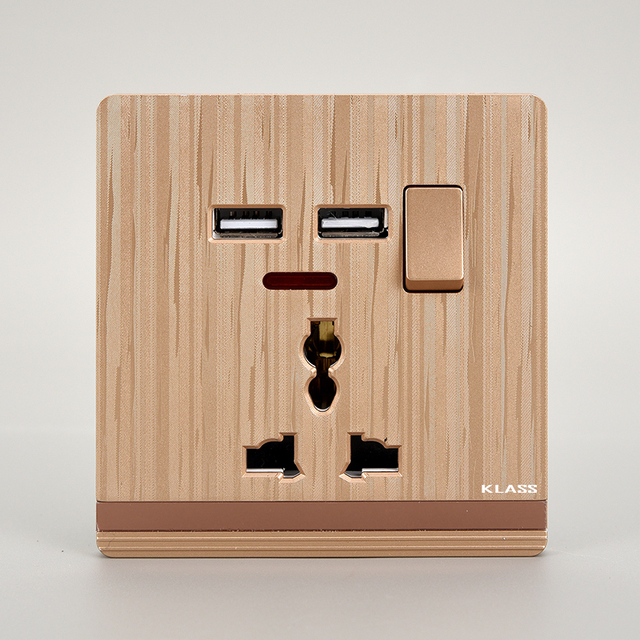 86 British Standard Socket Three Hole Double Usb Power Panel British 13A Multifunctional Black Electrical Plugs Sockets