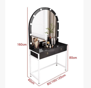 Modern <strong>Make</strong> <strong>up</strong> <strong>Vanity</strong> Table with LED Light Arch Mirror Storage Drawers Dressing Desk Bedroom Furniture - Product Image 5