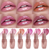 Rouge à lèvres Prime Fulfillment Diamond Shimmer, étui rose doré facetté, crayon haute brillance pour l'exportation en volume contrôlé