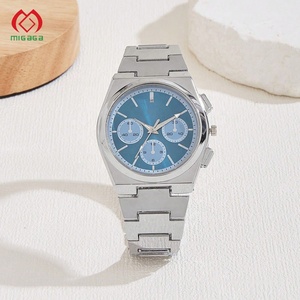 Proveedor de relojes OEM de alta calidad, relojes de pulsera multifunción de acero inoxidable azul, cronógrafo impermeable, <span class=keywords><strong>reloj</strong></span> de cuarzo para hombre - Product Image 1