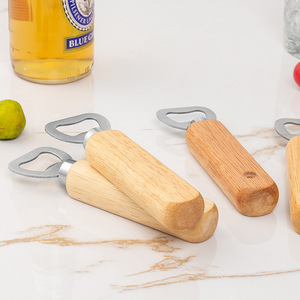 Ouvre-bouteille à manche en bois, ouvre-boîte à bière créatif, ouvre-bouteille domestique en acier inoxydable, vente en gros de vins - Product Image 2