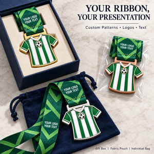 Custom Soft Enamel Soccer Jersey Medals with Personalized Team Colors Ribbons and Back Designs <b>for</b> Football Tournament Awards - Product Image 2