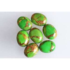 Turquesa Verde Ovalada Sintética de Laboratorio Grado AAA 12x16 mm Cabujón con Juego de Color y Fuego para Joyería Precio al por Mayor - Product Image 3