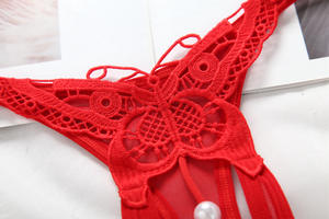 Venta al por mayor de ropa interior Sexy con bordado para mujer, Tanga transparente con perlas de tentación para mujer, Tanga transparente ultrafina con espalda <span class=keywords><strong>en</strong></span> T 0774 - Product Image 3