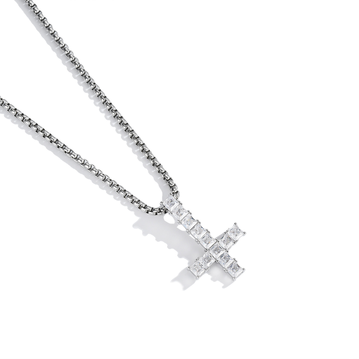 Inverted cross pendant 24-inch square pearl necklace