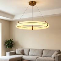 Lampe suspendue LED circulaire à deux niveaux en albâtre naturel translucide avec câbles de support réglables pour hall d'hôtel et salon