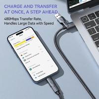 Câble de charge rapide USB-C PD 3A 4-en-1 avec conducteur en cuivre pur et blindage tressé, puissance 66W pour téléphones/tablettes iOS et Android