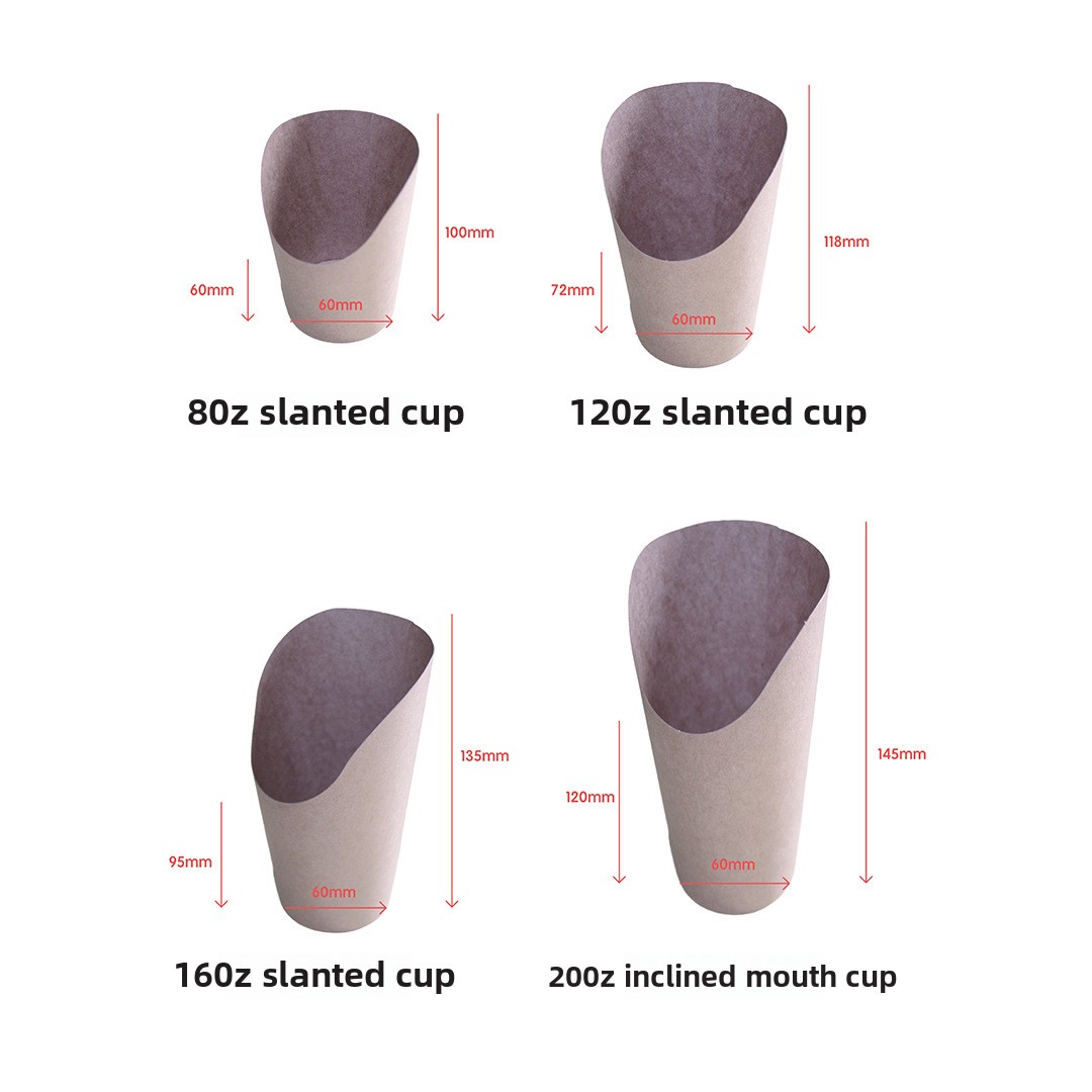 Wholesale Disposable Kraft Slant Cup for French Fries Sushi Egg Waffle Ice Cream Baking Paper Packaging Box for Food Use