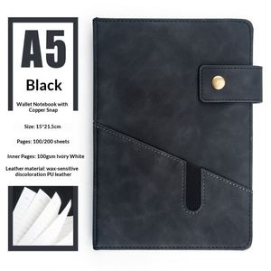 Custom Handmade Pu Leather Paper Journal <b>Diary</b> <b>A5</b> Accounting Modern Business Design UV Printed Black Custom Logo Option - Product Image 5